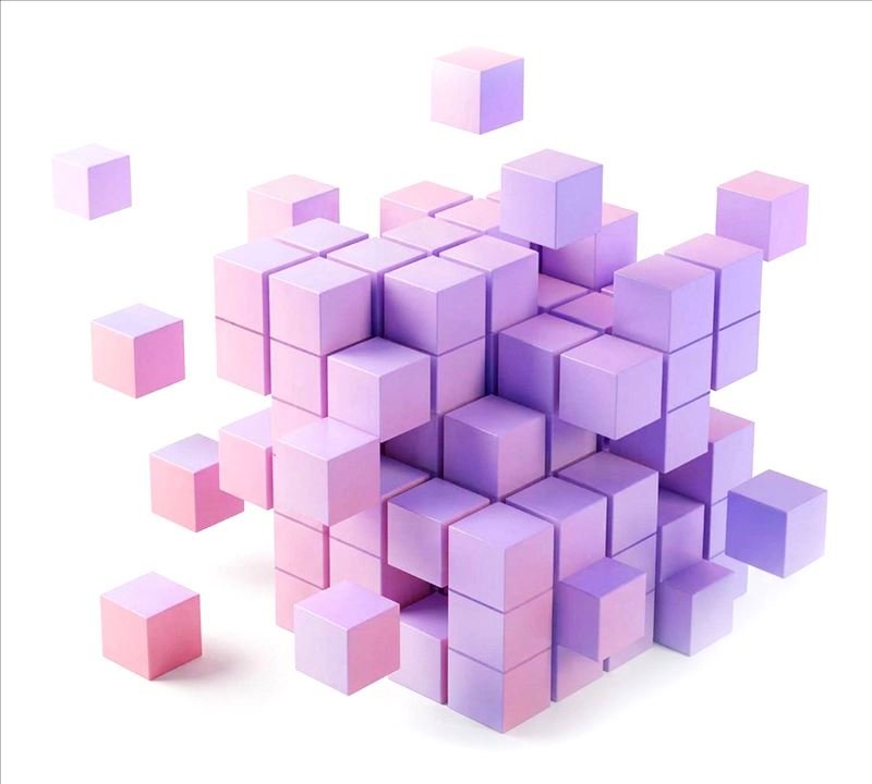 Abstract purple cubes representing understanding and structure